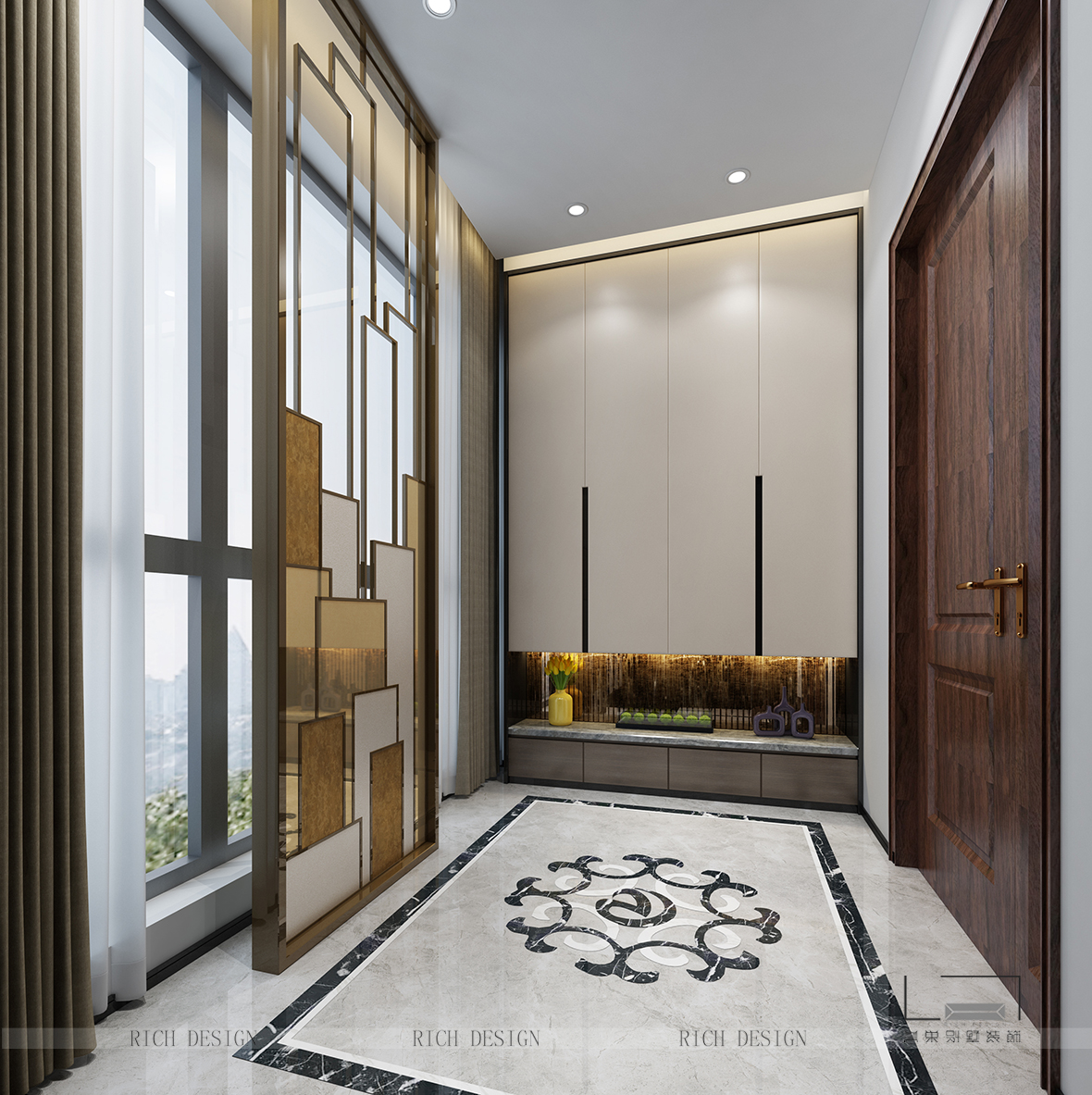 中式玄关装饰效果图二 中式玄关装饰效果图二