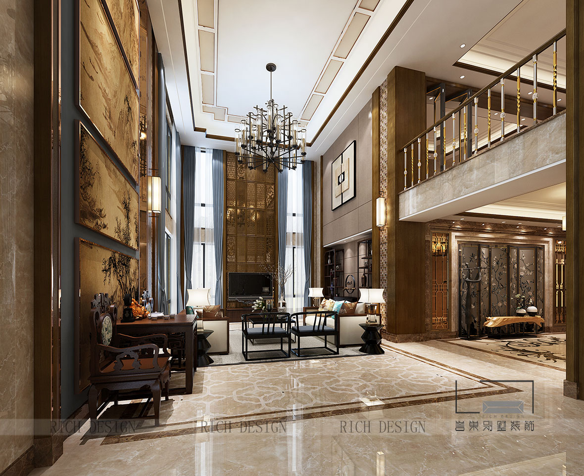 新中式别墅客厅装饰效果图 新中式别墅客厅装饰效果图