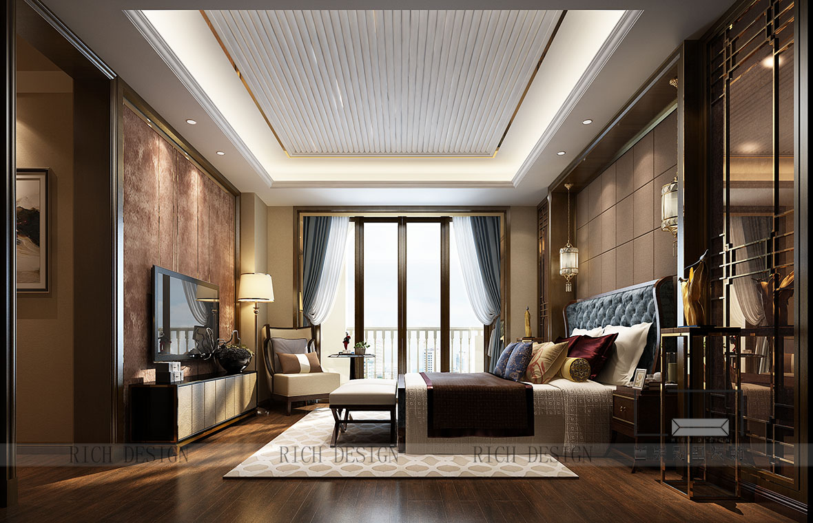 新中式别墅卧室装饰效果图 新中式别墅卧室装饰效果图