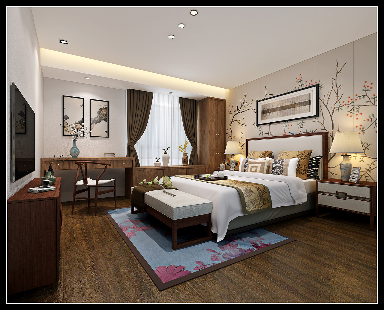 中式卧室装修效果图 中式卧室装修效果图