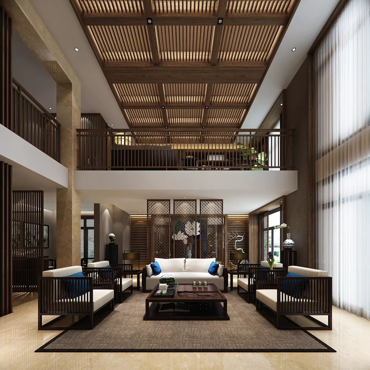 中式别墅客厅装修效果图 中式别墅客厅装修效果图