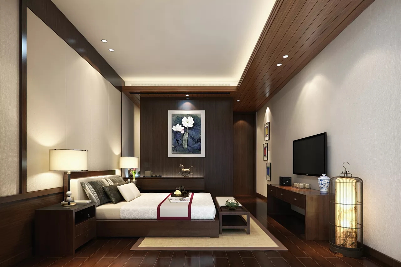 中式别墅卧室装修效果图 中式别墅卧室装修效果图