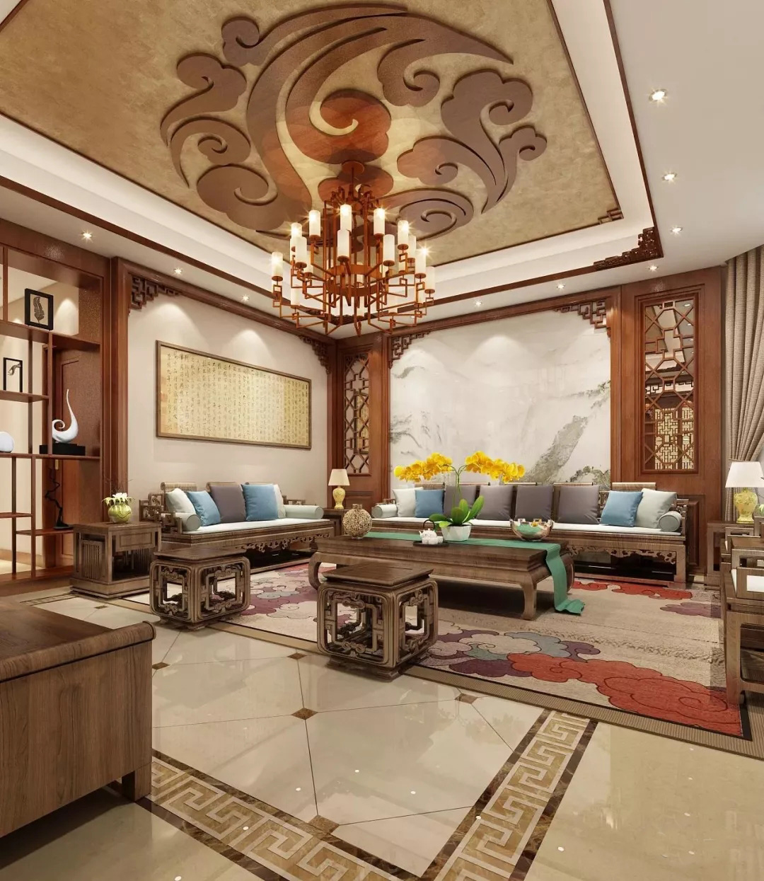 中式别墅装修设计效果图 中式别墅装修设计效果图