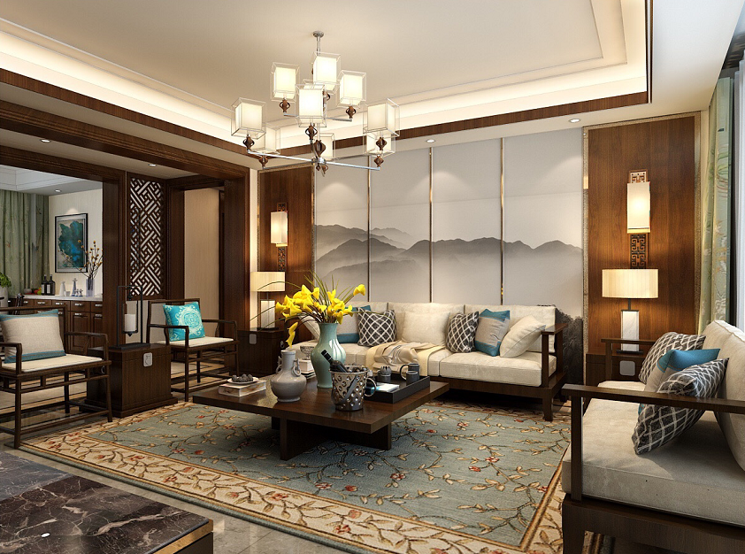 中式别墅客厅装饰效果图 中式别墅客厅装饰效果图