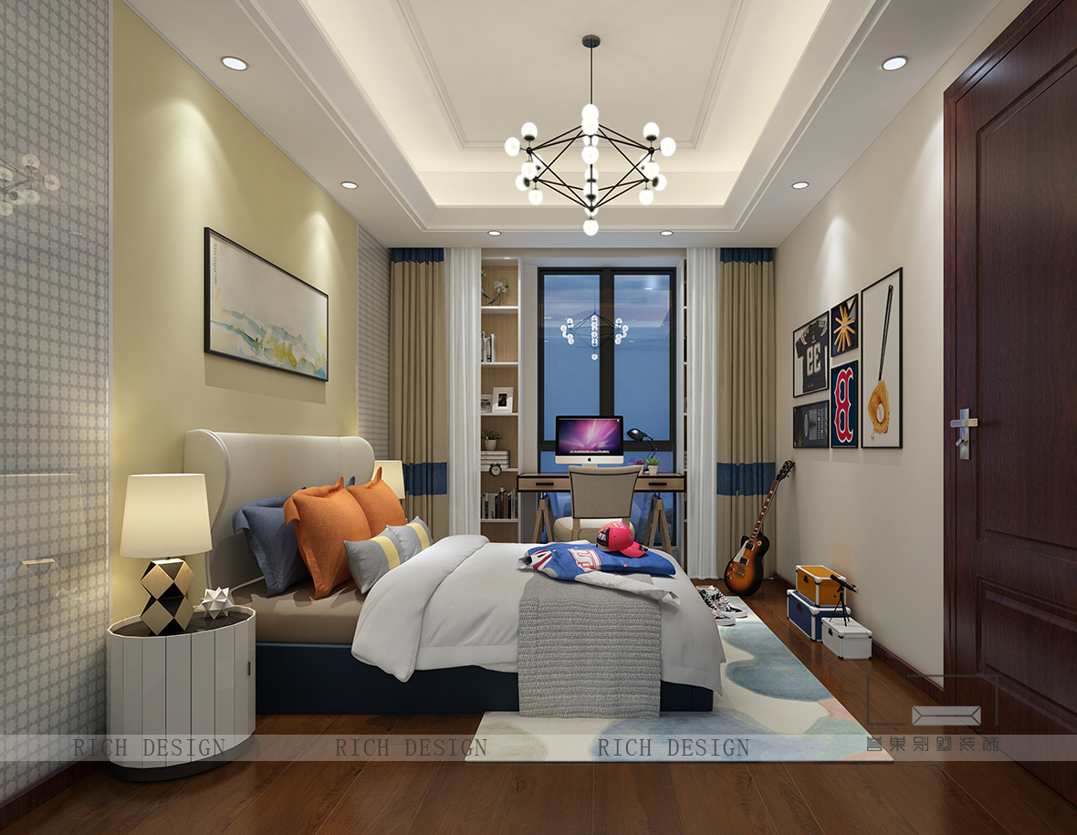 现代次卧装修设计效果图