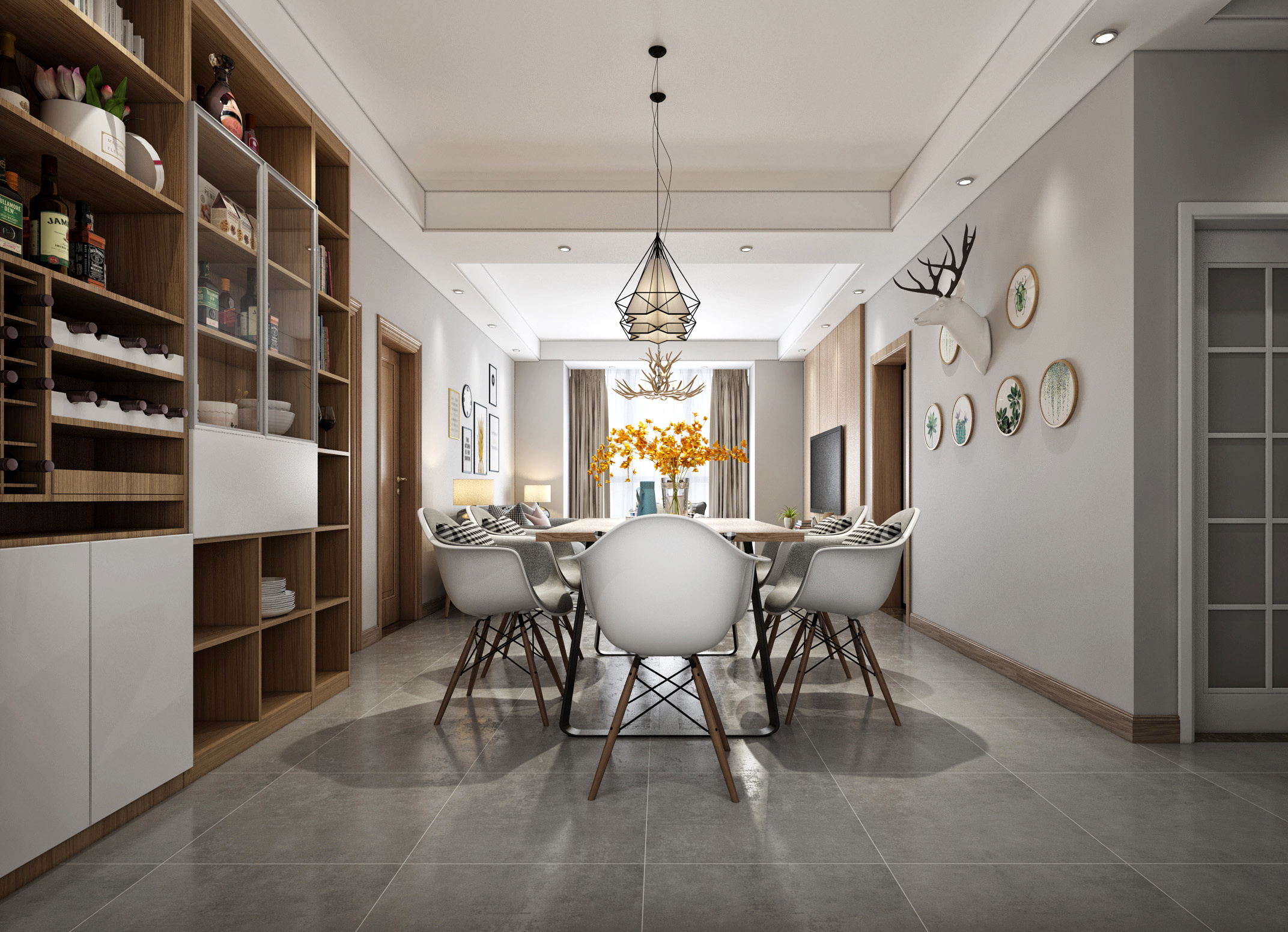 别墅北欧风餐厅装饰效果图